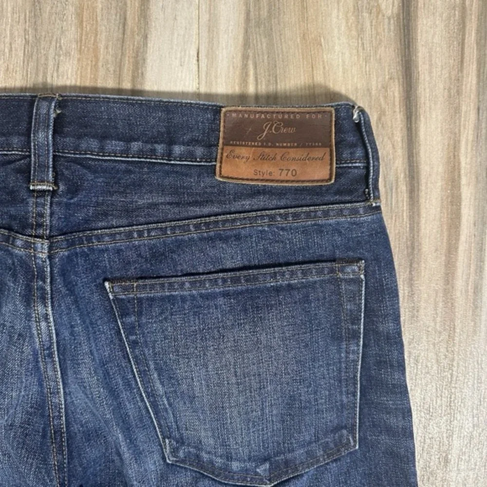J Crew 770 Jeans 32X29.5 Blue Straight Flannel Lined‎ Japanese Kaihara Casual